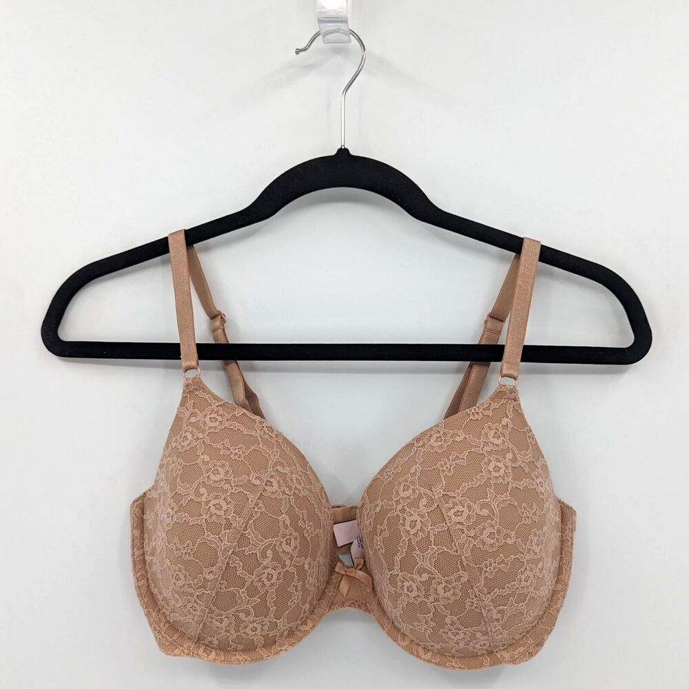 Victoria's Secret Bra Women's 34DD Tan Lace Lined Perfect Coverage